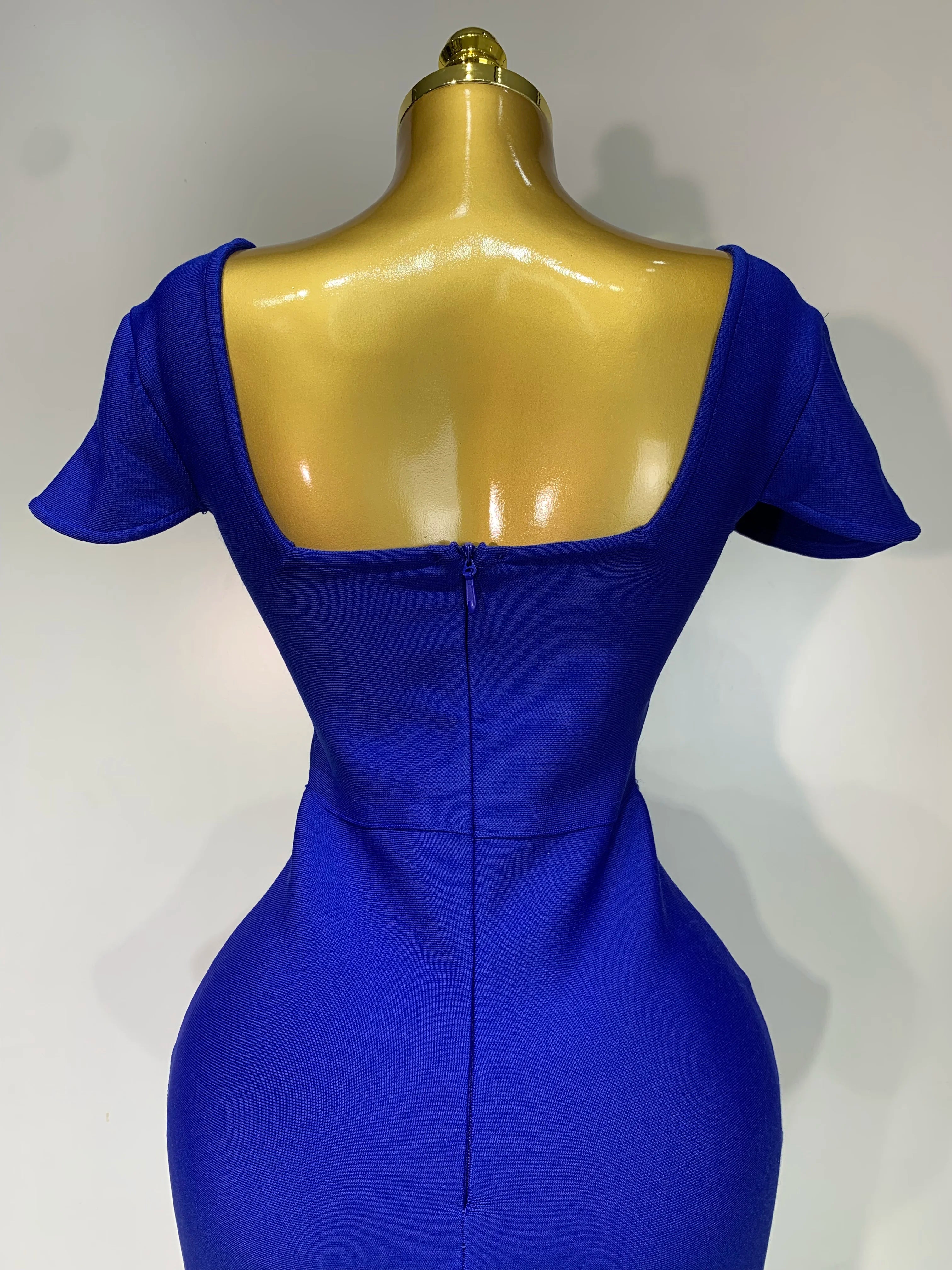 Kleid Royalblau Festlich Dekolleté mit Steinen